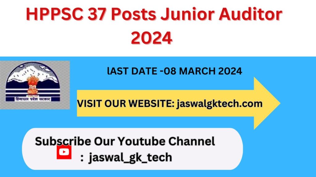 HPPSC posts of Junior Auditor 2024 