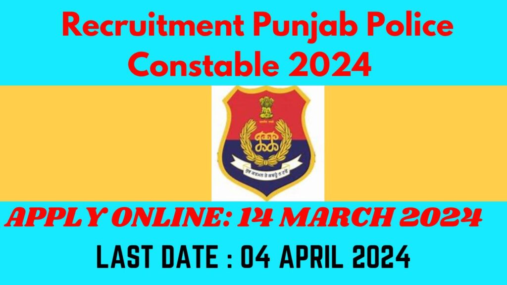 Recruitment Punjab Police Constable 2024                                      