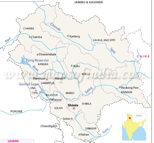 river map Ravi River and Tributaries