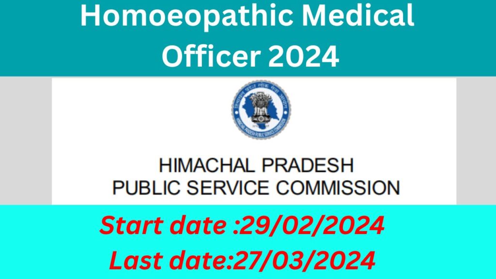 Homoeopathic Medical Officer 2024 Recruitment 