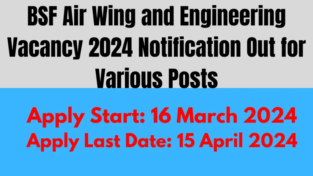 BSF Air Wing and Engineering Vacancy 2024