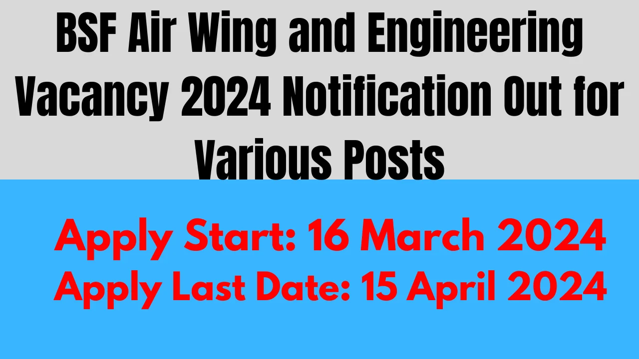 BSF Air Wing and Engineering Vacancy 2024