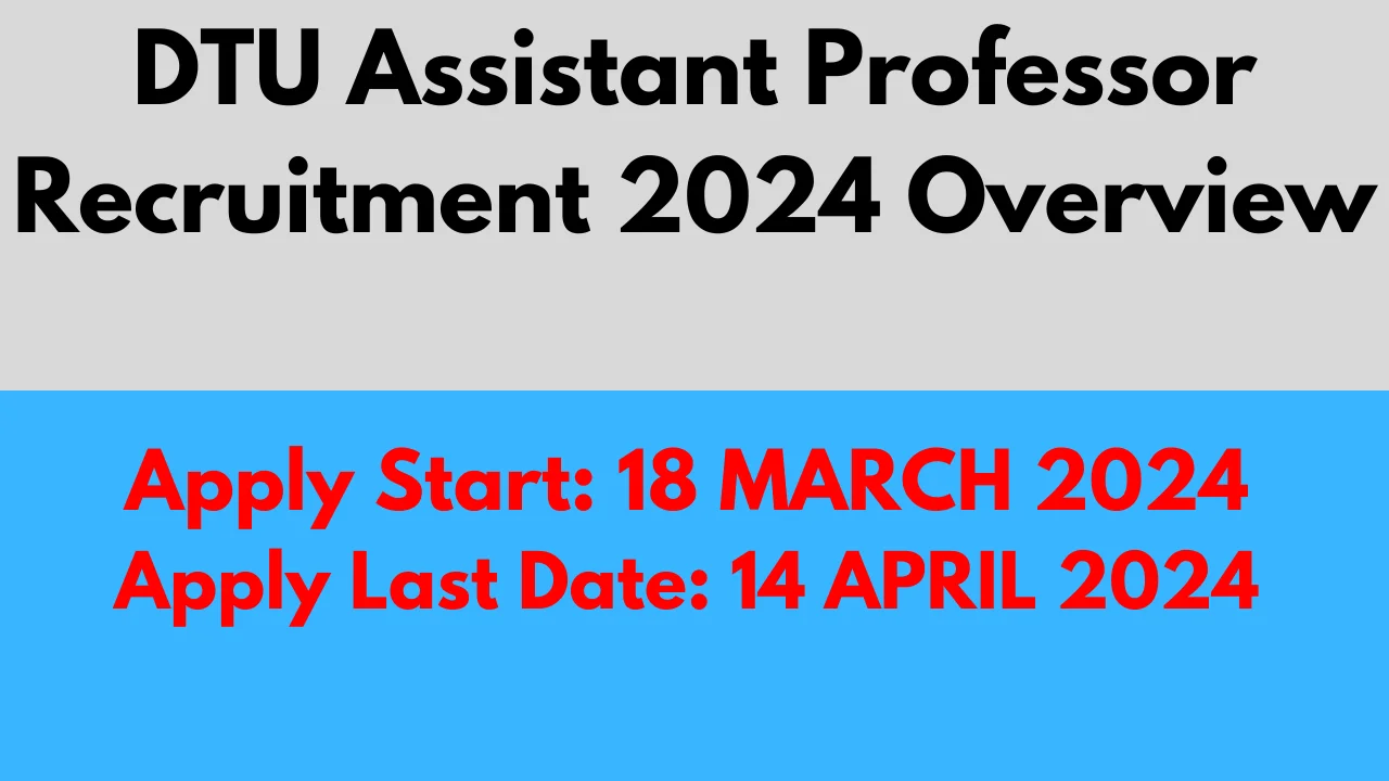 DTU Assistant Professor Recruitment 2024