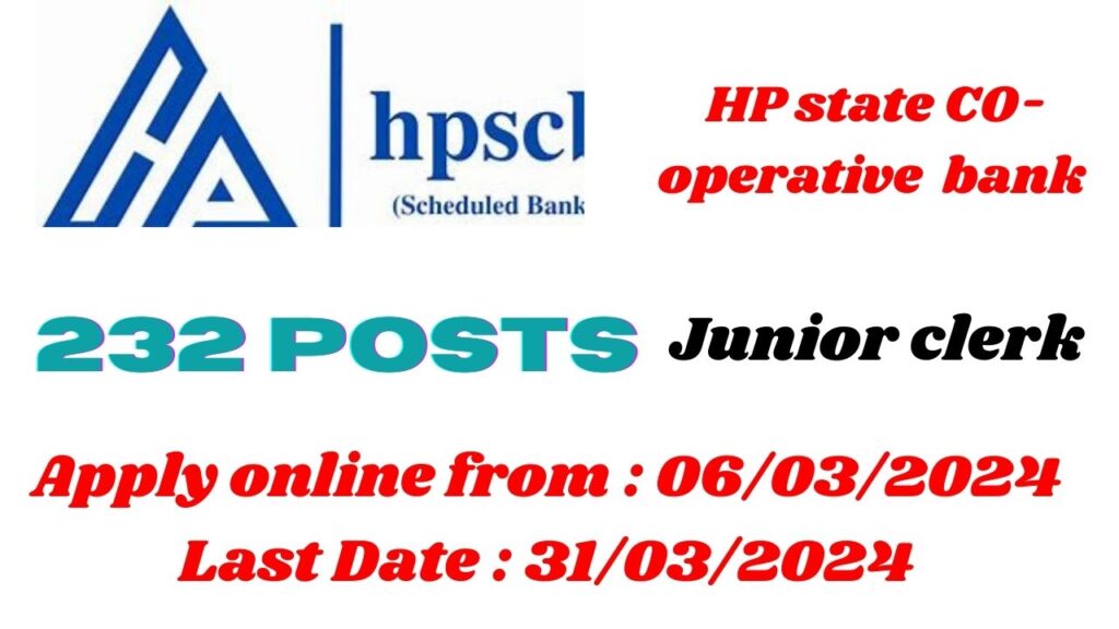 HPSCB Junior Clerk 2024c vacancies out 