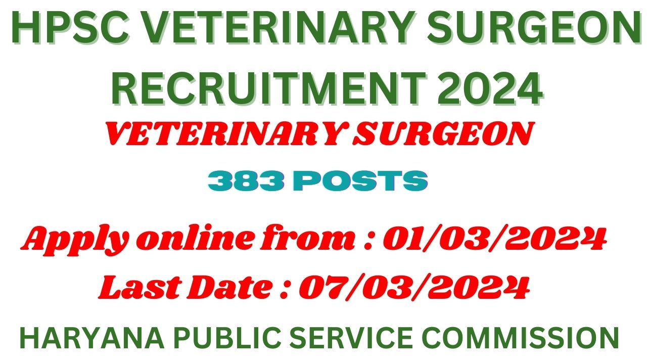 HPSC Veterinary Surgeon Recruitment 2024 [383 Post]