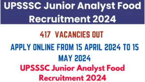 UPSSSC Junior Analyst Food Recruitment 2024