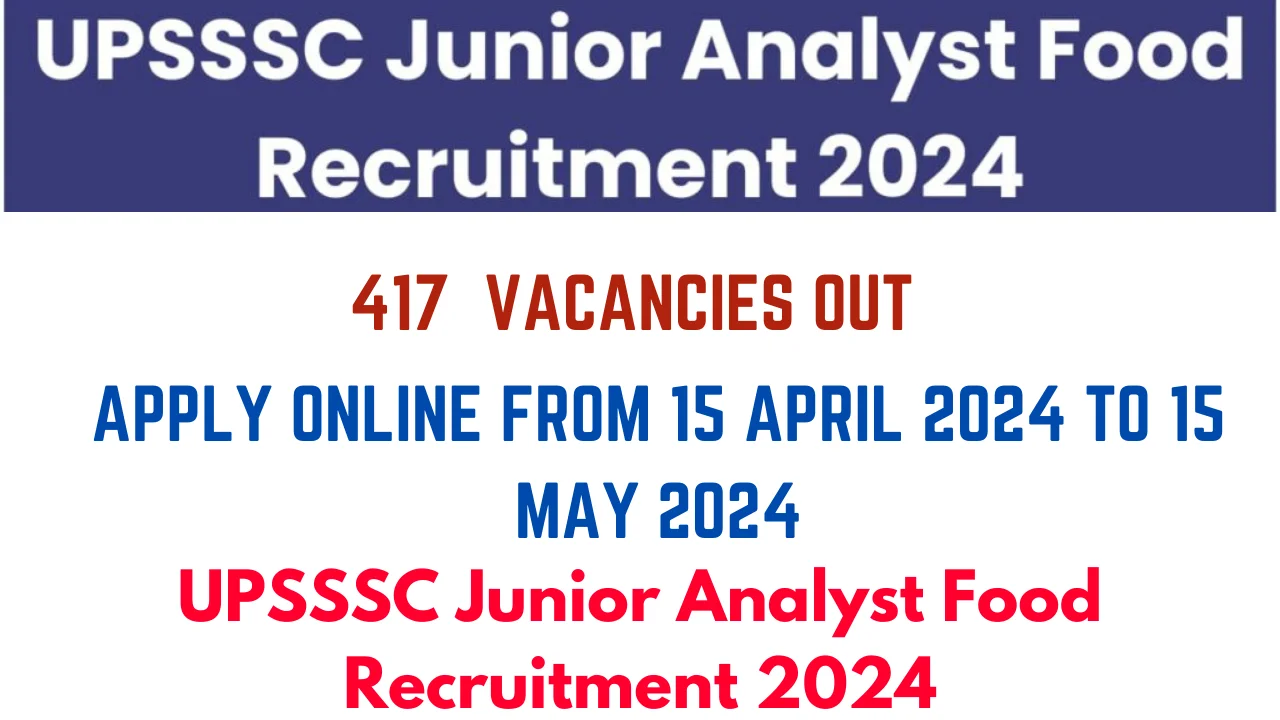 UPSSSC Junior Analyst Food Recruitment 2024