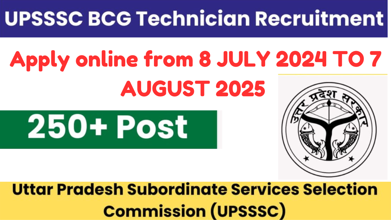 UPSSSC BCG Technician Recruitment 2024