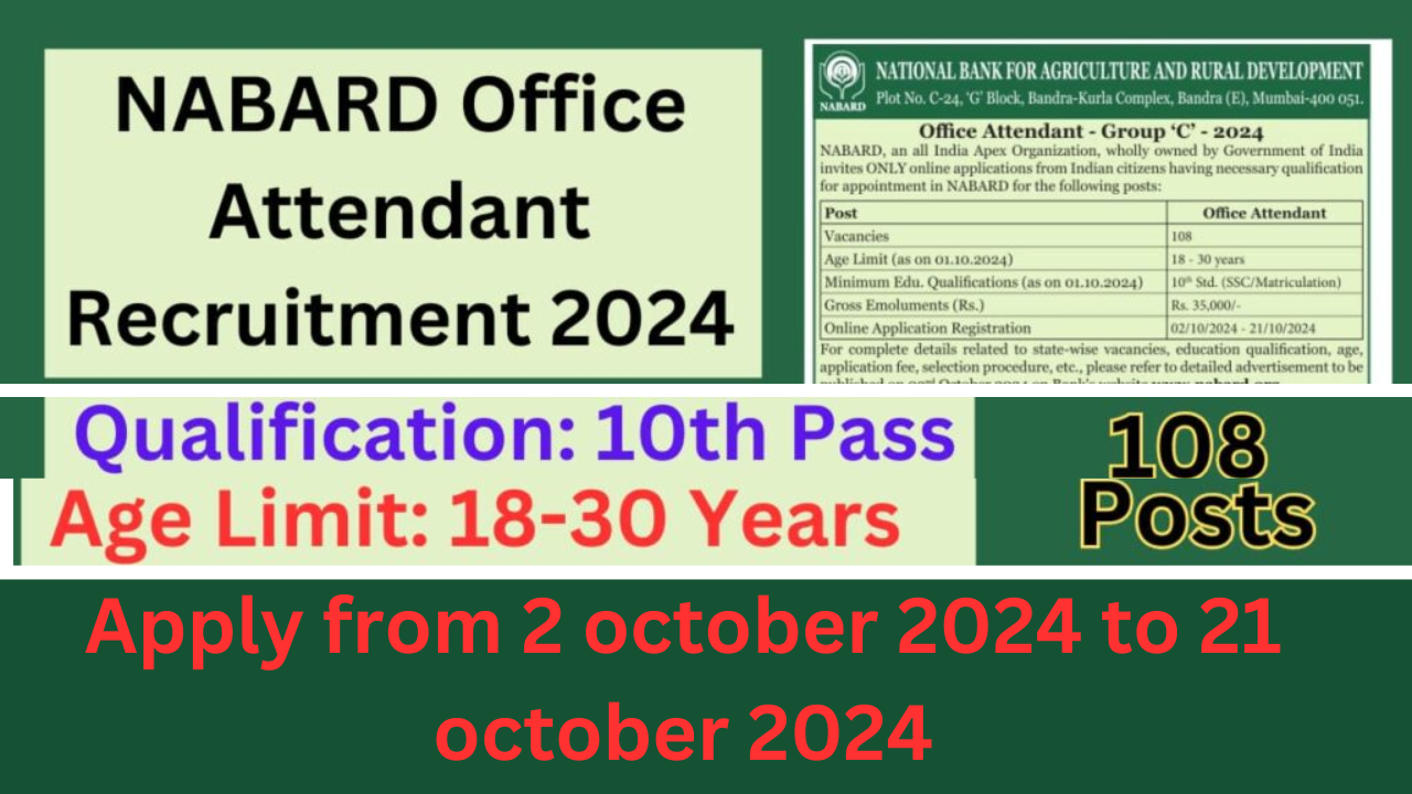 NABARD Office Attendant Recruitment 2024