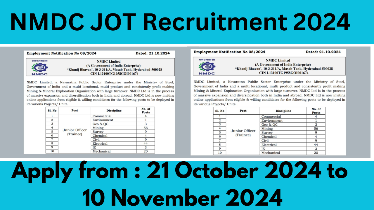 NMDC JOT Recruitment 2024