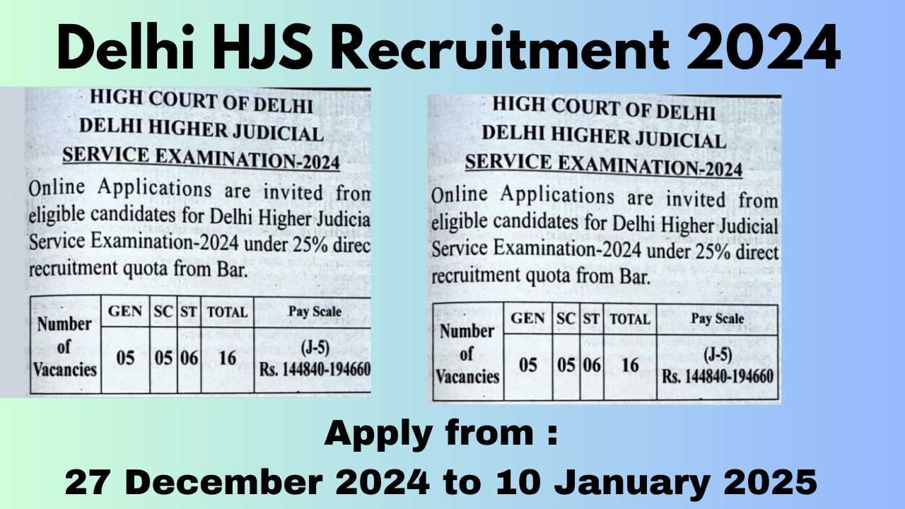 Delhi HJS Recruitment 2024