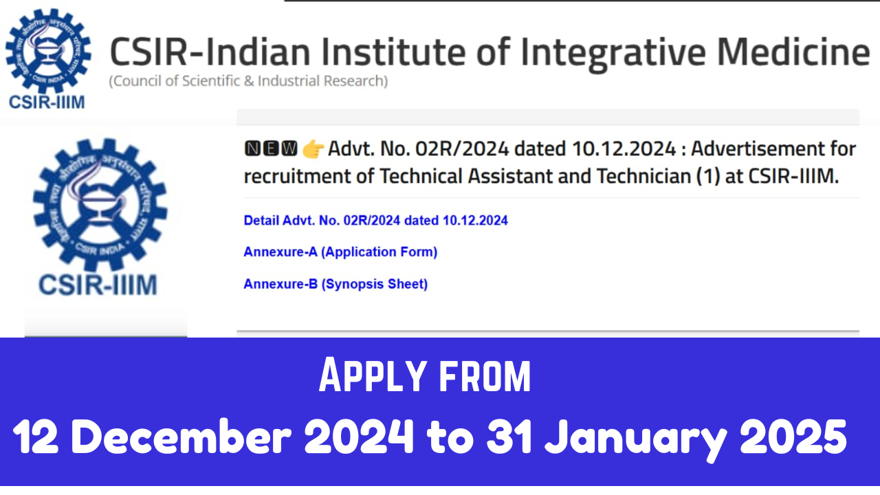 CSIR IIIM Recruitment 2024