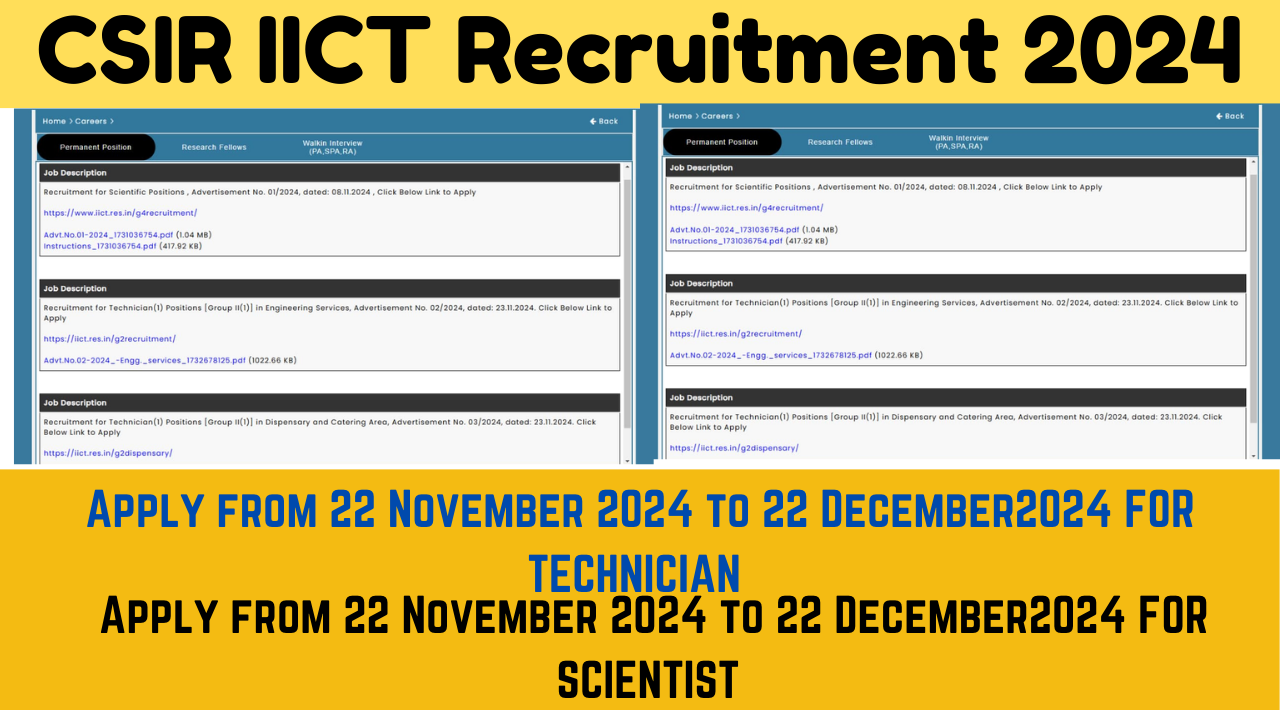 CSIR IICT Recruitment 2024