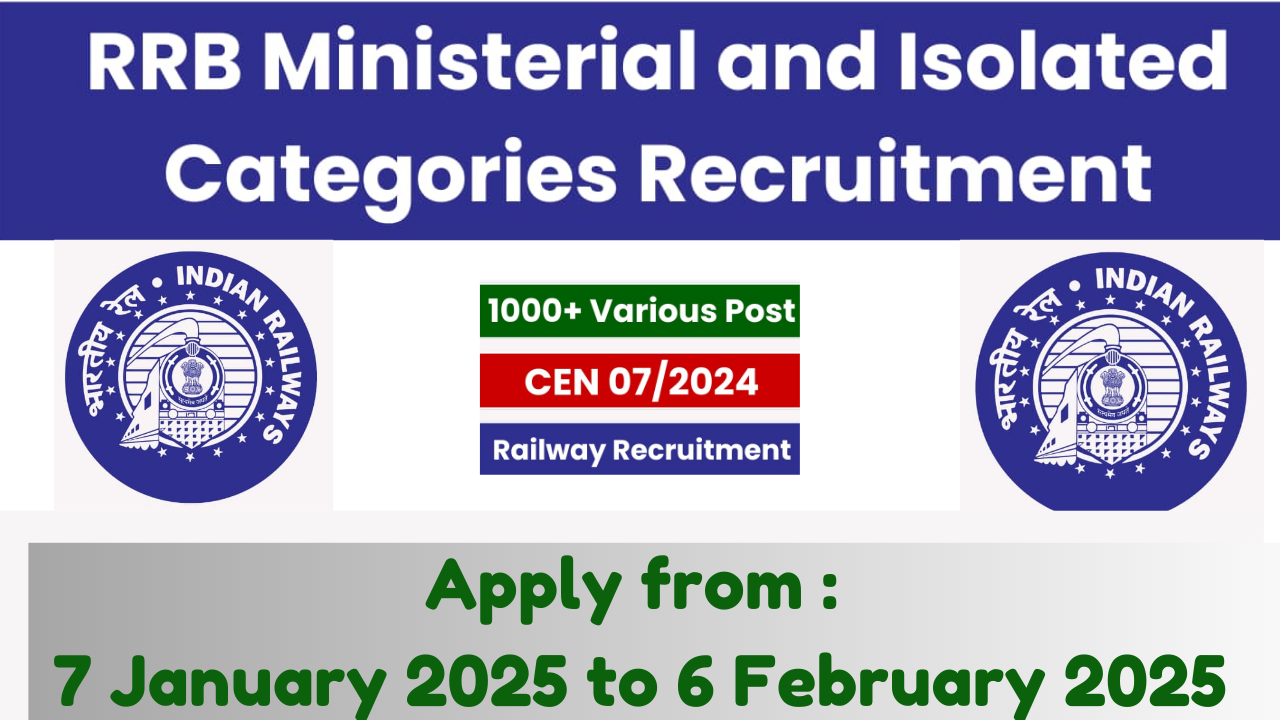 RRB Ministerial and Isolated Categories Recruitment 2024