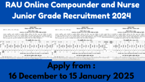 RAU Online Compounder and Nurse Junior Grade Recruitment 2024