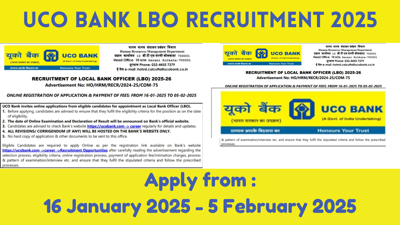 UCO Bank LBO Recruitment 2025