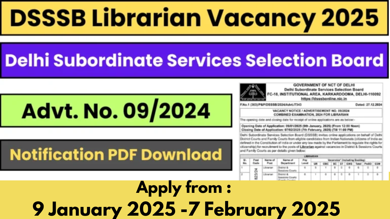 DSSSB Librarian Recruitment 2025