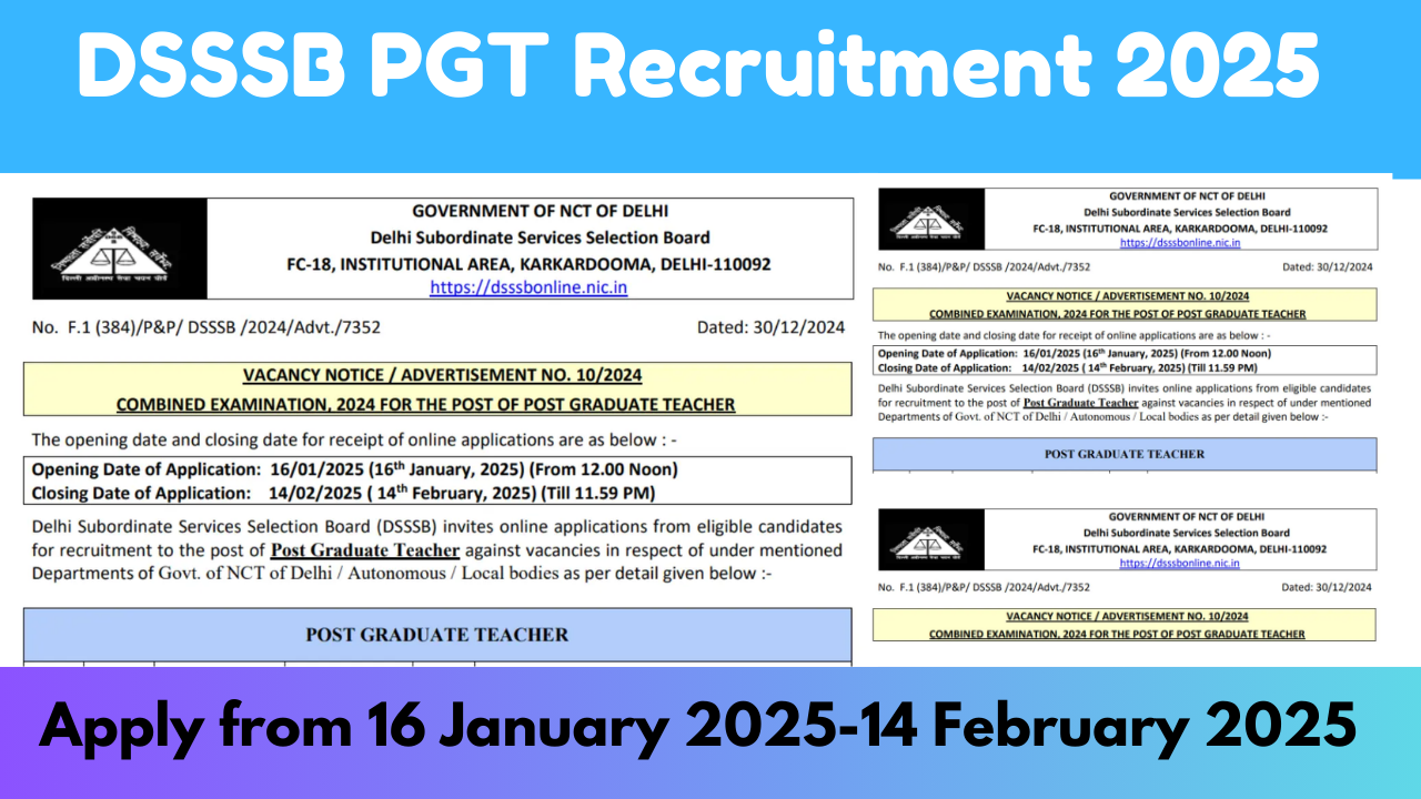 DSSSB PGT Recruitment 2025