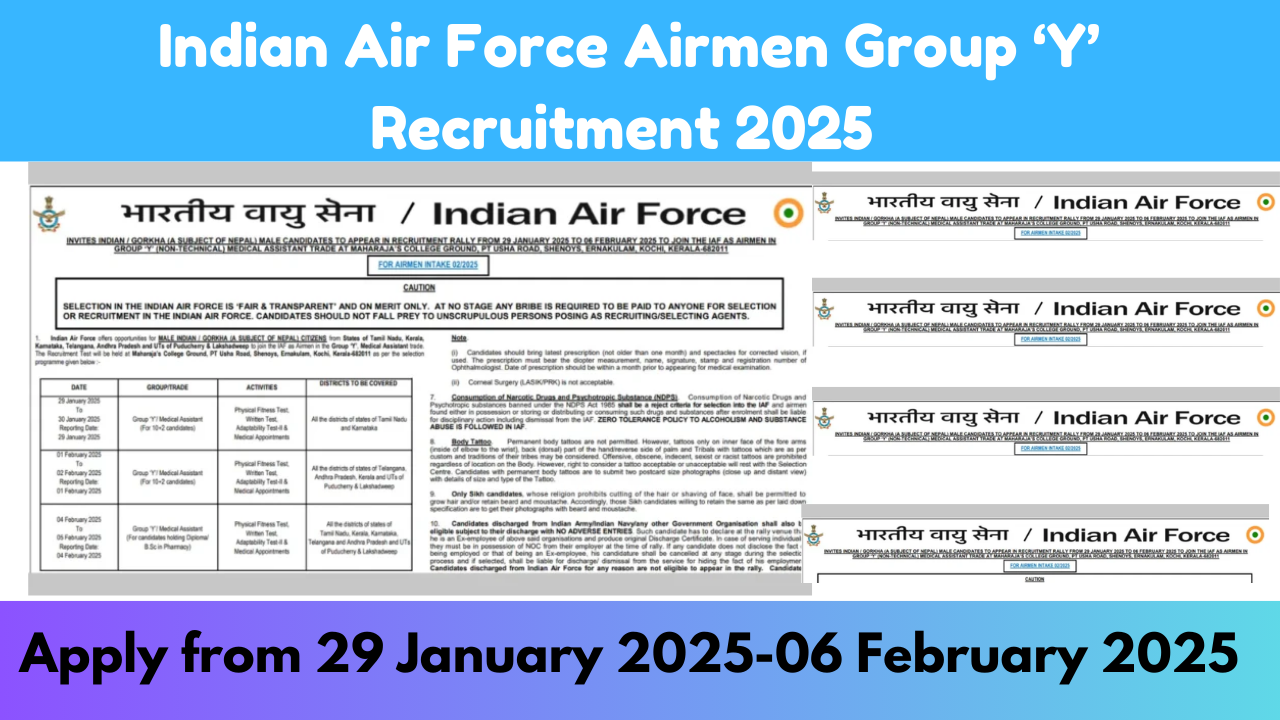 Indian Air Force Airmen Group ‘Y’ Recruitment 2025