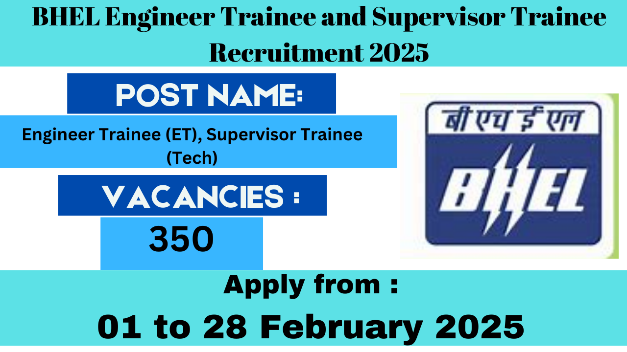 BHEL Engineer Trainee and Supervisor Trainee Recruitment 2025