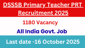 DSSSB Primary Teacher PRT Recruitment 2025