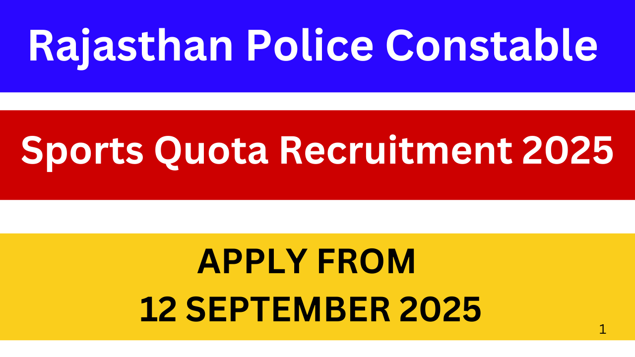 Rajasthan Police Constable Sports Quota Recruitment 2025