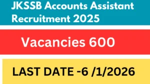 JKSSB Accounts Assistant Recruitment 2025