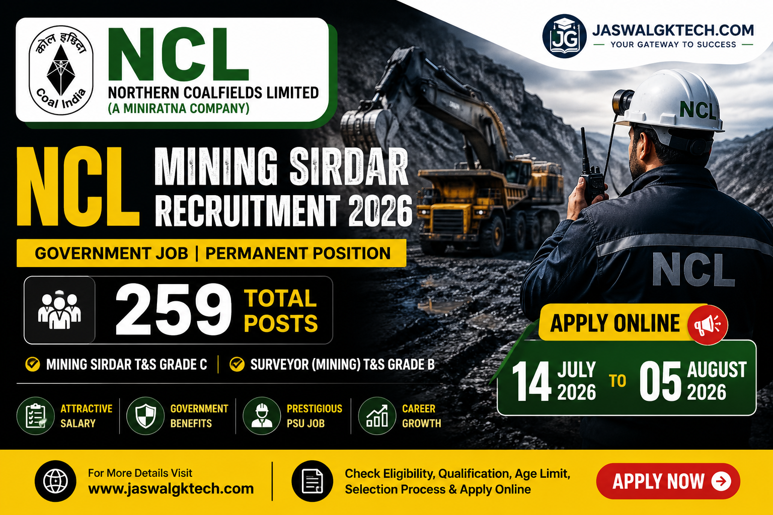 NCL Mining Sirdar Recruitment 2026